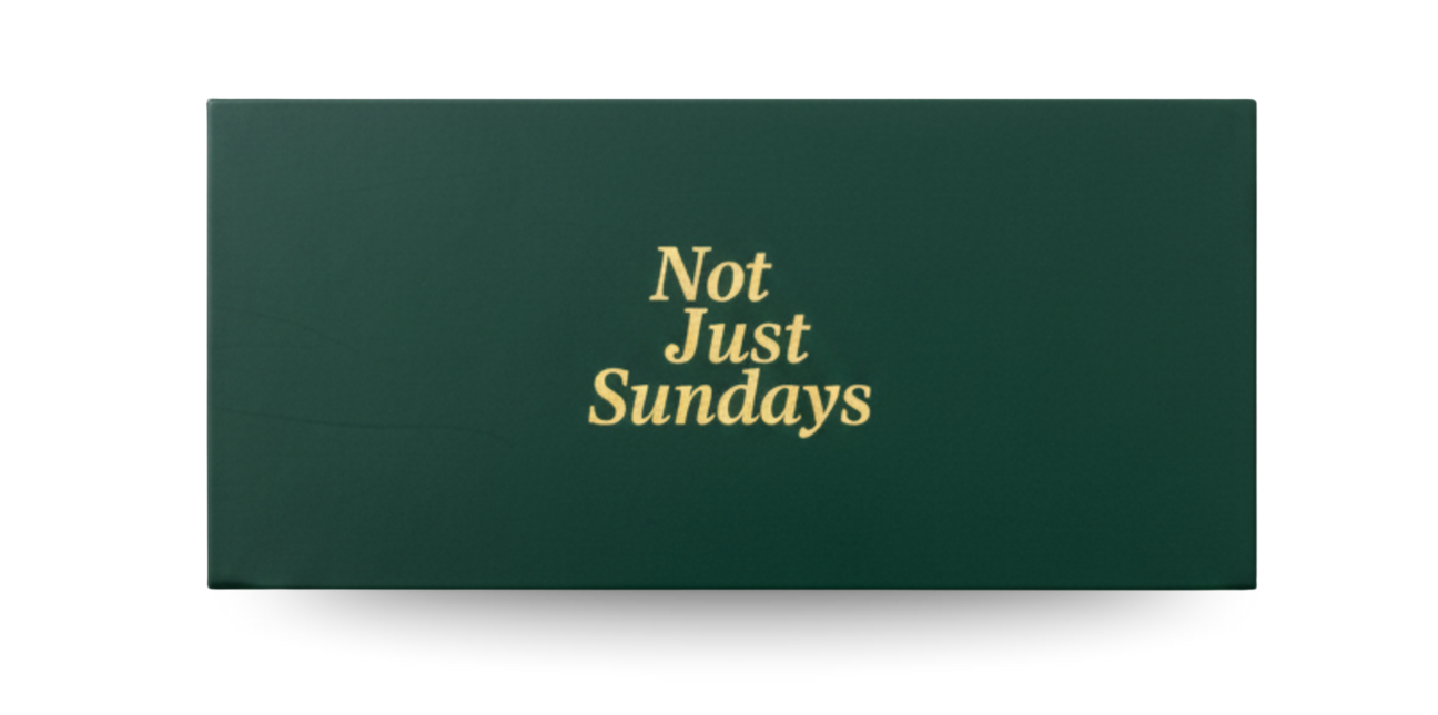 Dark green Not Just Sundays conversation game box